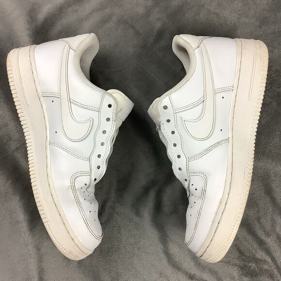 Nike Air Force 1 Low Top Sneaker Shoes White Leather Women’s 7 Mens 5.5 NO LACES - Picture 2 of 11
